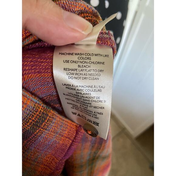 Pilcro & the Letterpress Anthropologie Womens Tunic Sz S Plaid Seamed Buttondown - Picture 10 of 11